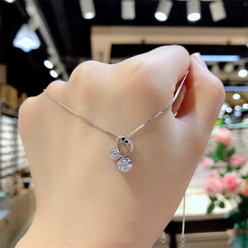 Sterling Silver Lovebird Necklace Swan Clavicle Model