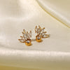 Micro-inlaid White Zircon Crown Lotus Earrings