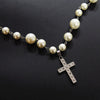 Titanium Steel Diamond Cross Pearl Necklace Adjustable Necklace