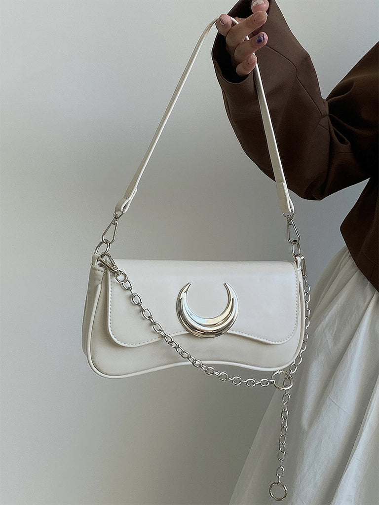 Moon Twist Lock Shoulder Bag Black Underarm Bag
