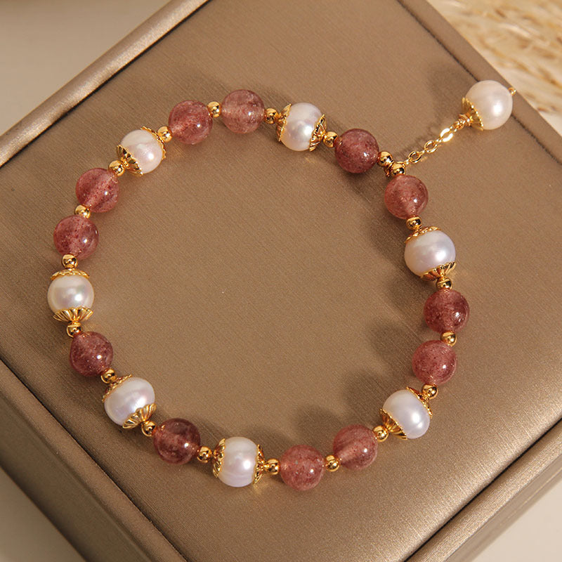Natural Strawberry Quartz Bracelet Women
