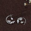 S925 Silver Brushed Lotus Pearl Earrings
