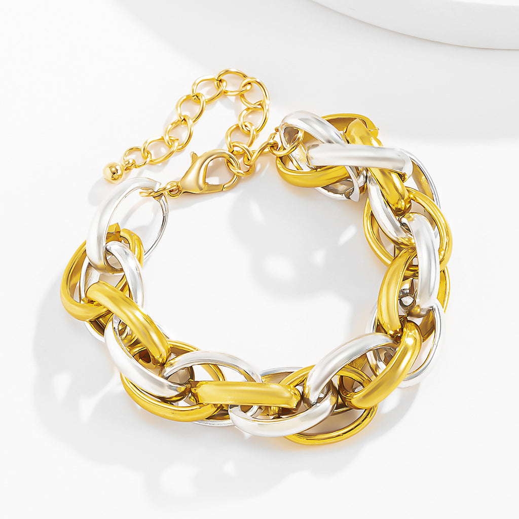 Exaggerated Hip-hop Color Matching Irregular Winding Metal Chain Bracelet
