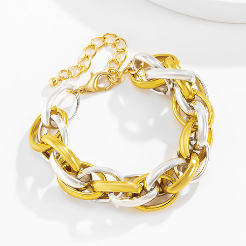 Exaggerated Hip-hop Color Matching Irregular Winding Metal Chain Bracelet