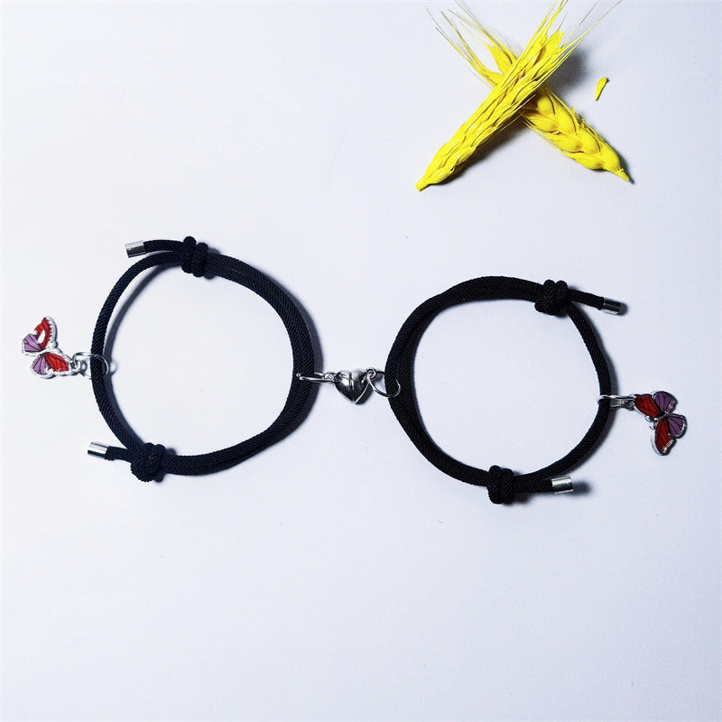 Colorful Butterfly Love Magnets Attracting Couple Bracelets