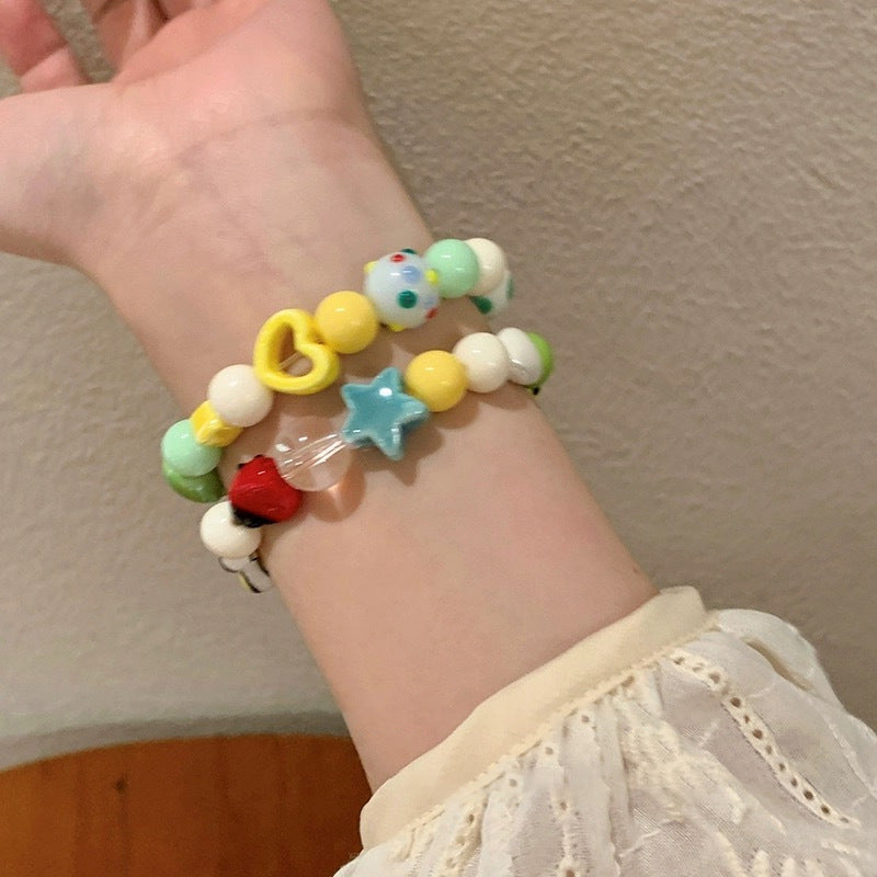 Cute LADYBIRD Beaded Bracelet Female Color