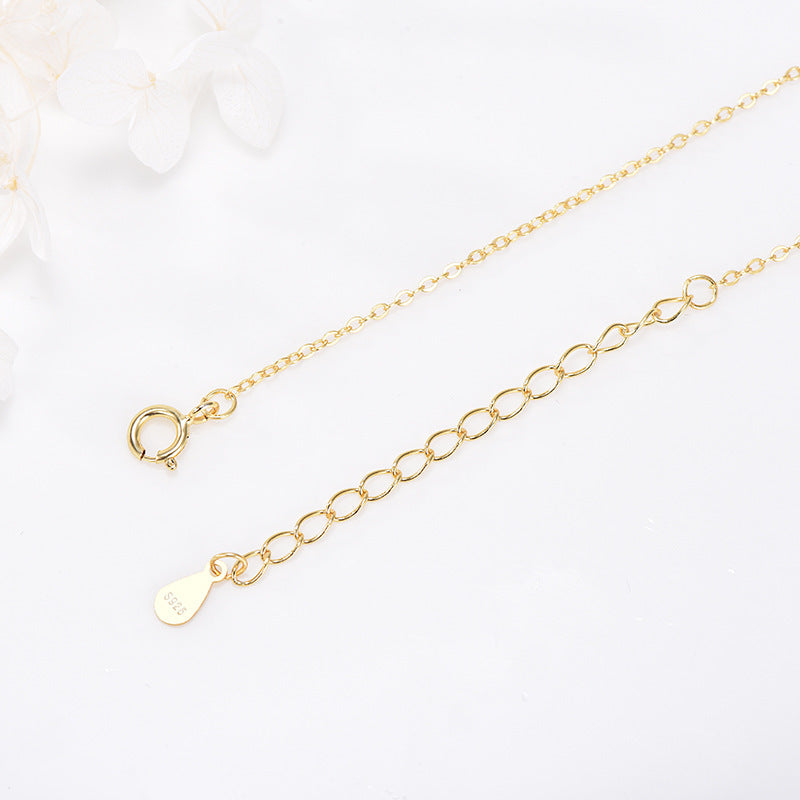 Sterling Silver Letter Necklace Female Micro Inlaid Pendant Necklace