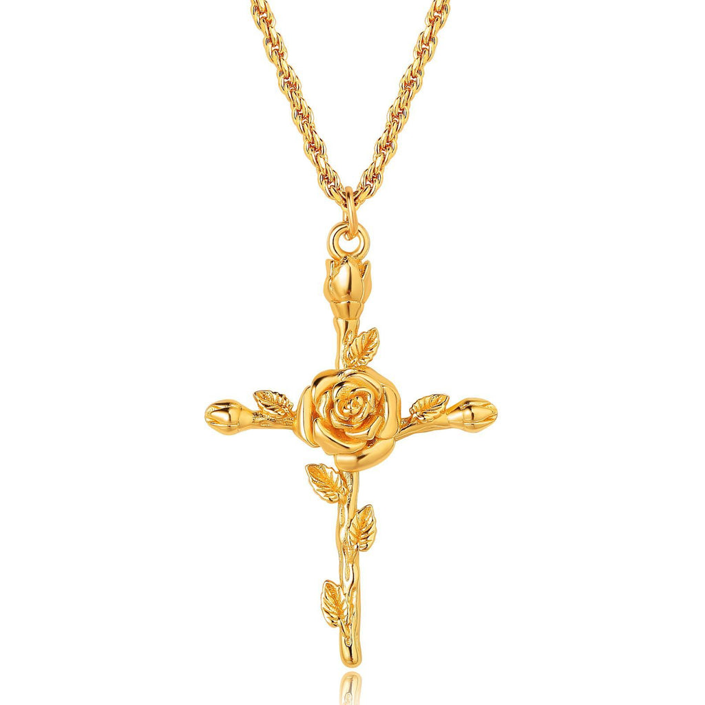 December Flower Necklace Cross Necklace Three-dimensional Vacuum
