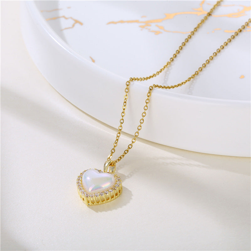 Mermaid Princess Pearl Love Stainless Steel Necklace Women