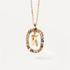 Colored Rhinestone Necklace 26 Alphabet Necklace 18K Fashion Jewelry