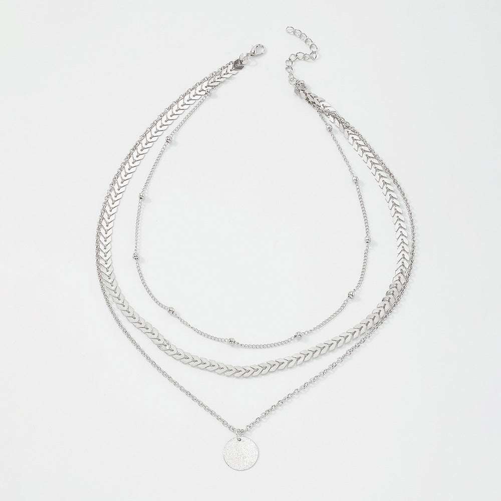 Necklace Female Geometric Disc Retro Trend Chain Necklace