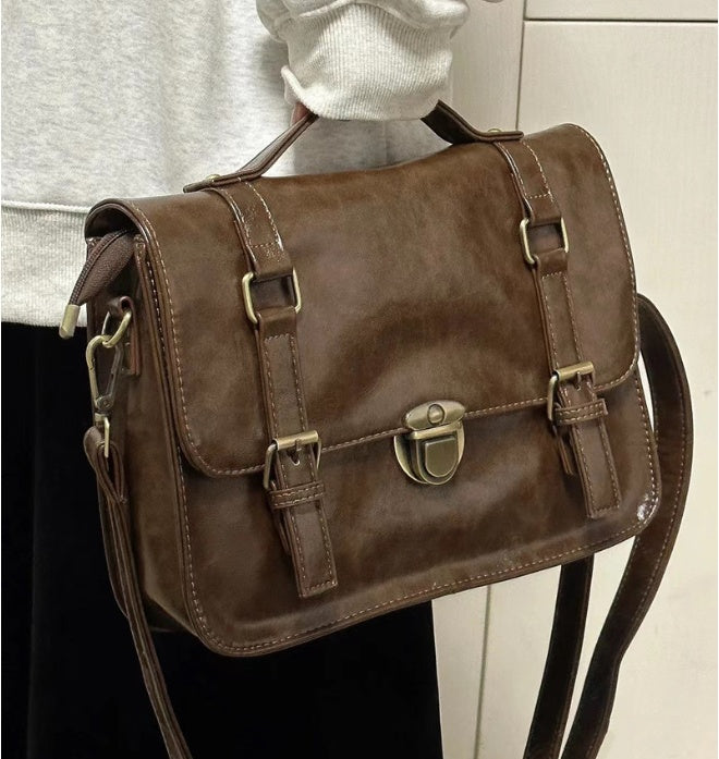 Student Schoolbag Backpack Autumn Winter Retro Buckle College Style Class Bag