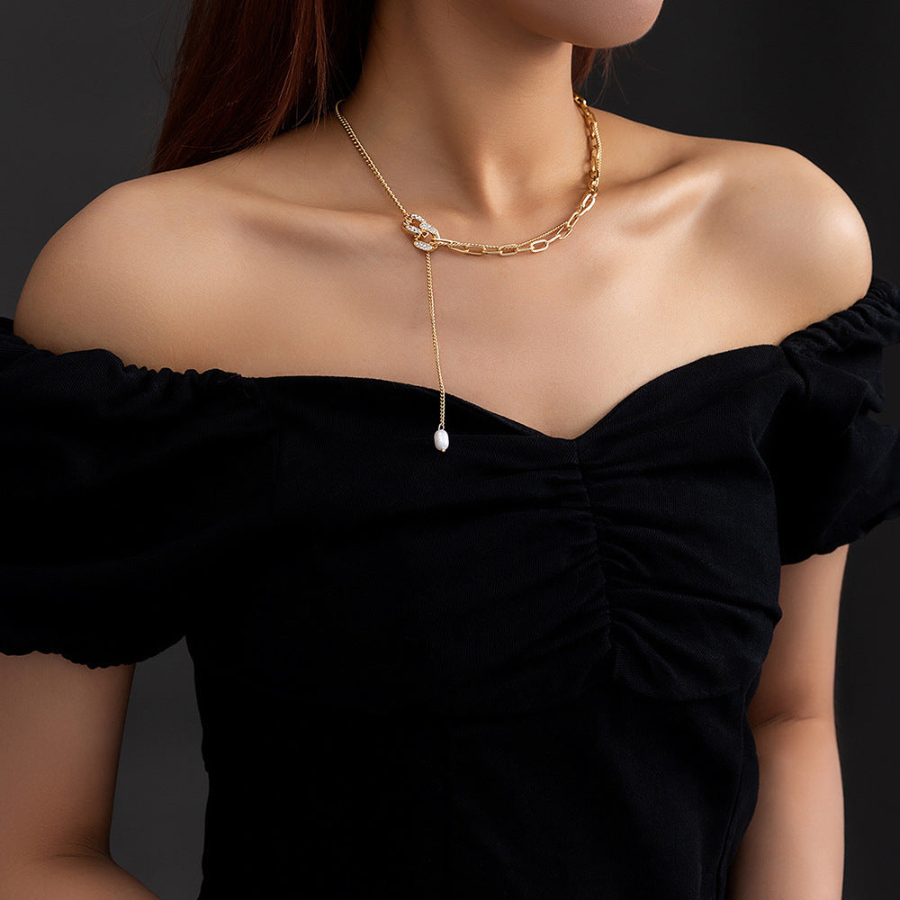 Stitching Winding Lattice Chain Clavicle Chain