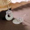 Silver Earrings Female Natural Hetian Jade Retro Personality Lotus