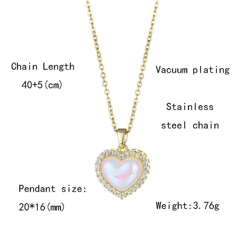 Mermaid Princess Pearl Love Stainless Steel Necklace Women