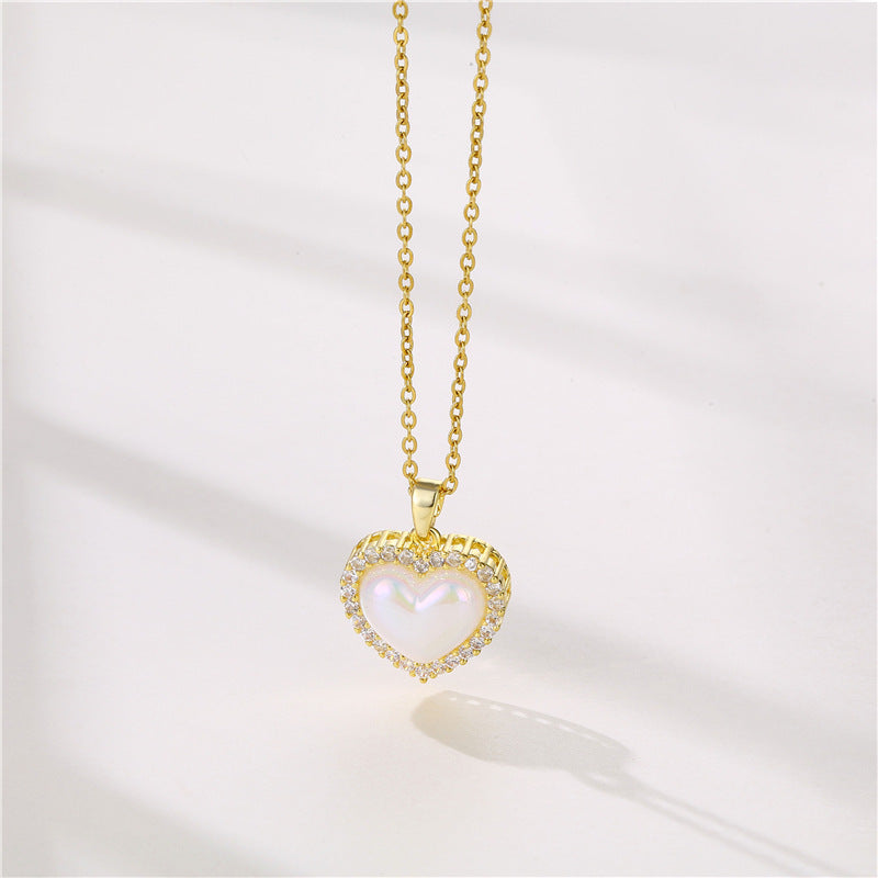 Mermaid Princess Pearl Love Stainless Steel Necklace Women