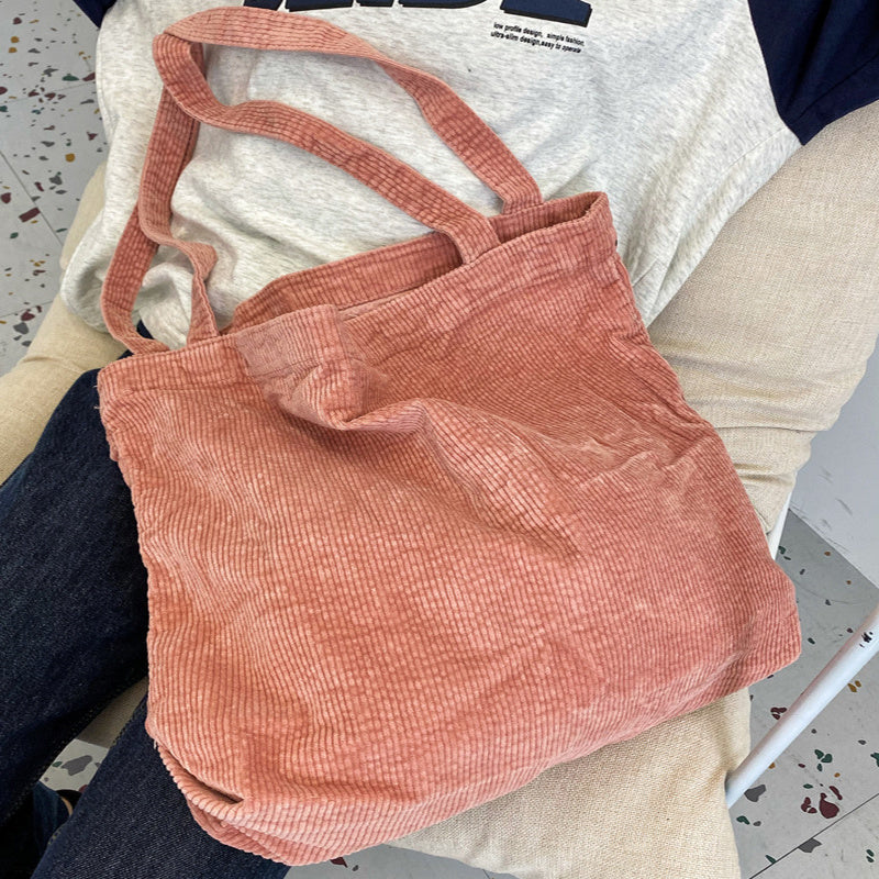 Corduroy Shoulder Bags Winter Fall Handbags Women Shopping Bags