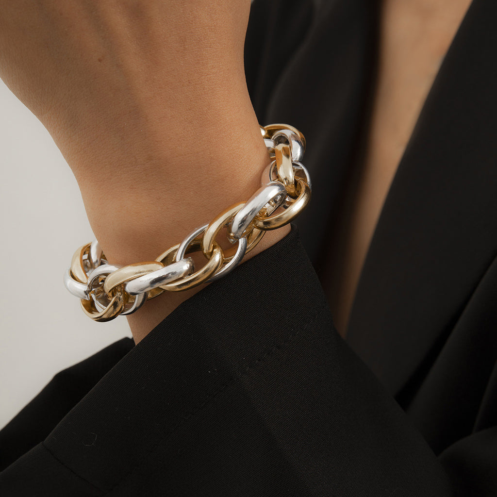 Exaggerated Hip-hop Color Matching Irregular Winding Metal Chain Bracelet