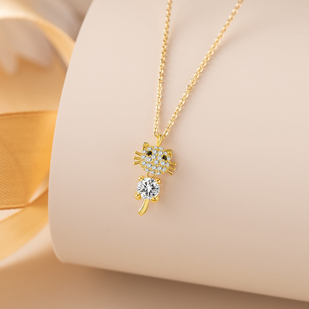 Cat Diamond Pendant Necklace Female Clavicle Chain