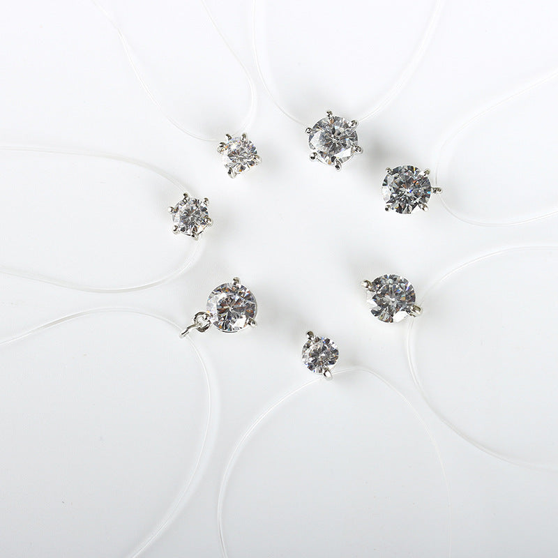 Multi-claw Diamond Zircon Pendant Necklace