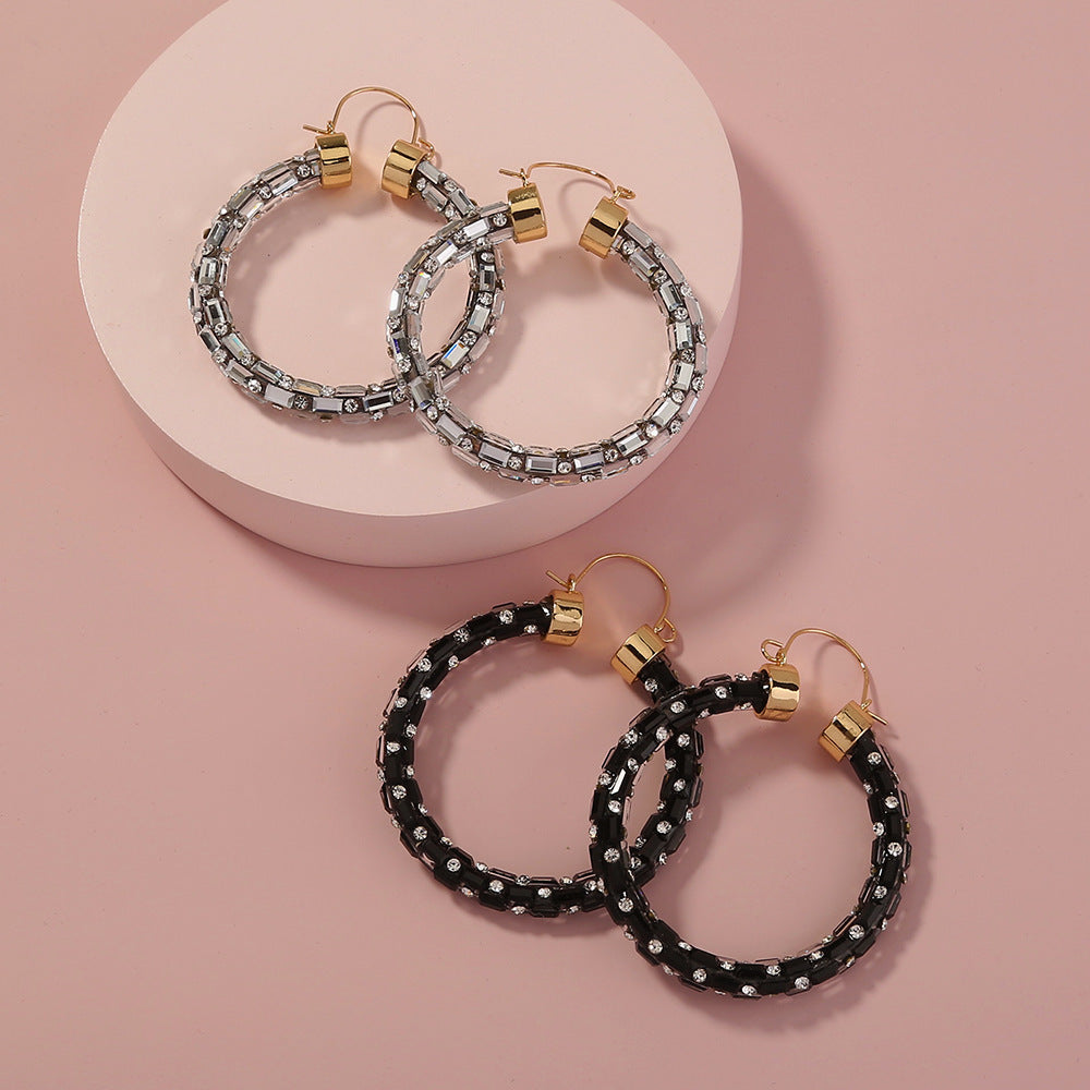 Exaggerated Trend, Thin Ear Hoop Hoop Earrings, Multi-color Combination Set Earrings