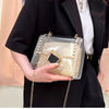 Transparent Chain Shoulder Rivet Lock Crossbody Bag