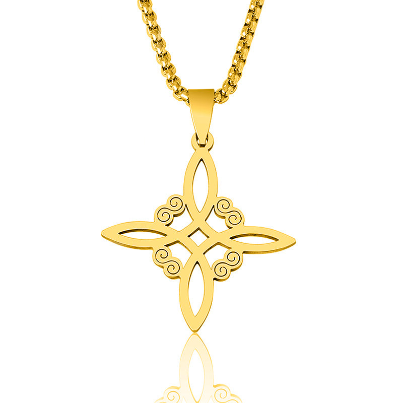 Witch Irish Knot Stainless Steel Necklace Witchcraft Celtic Knot Pendant Necklaces
