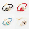 Leather rope color owl bracelet