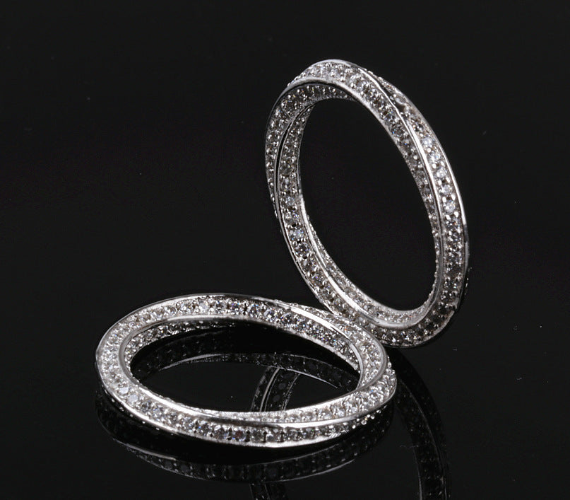 Full circle full diamond carat simulation diamond gold-plated women's ring Mobius ring row of diamonds
