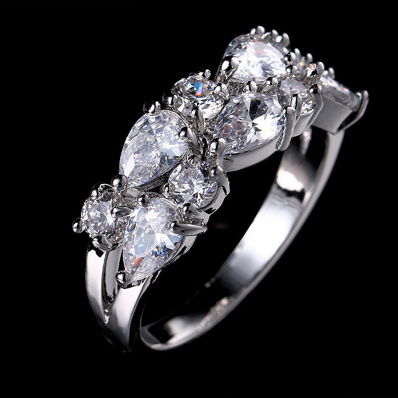 Color Zircon Ring Female Rose Gold Ring Jewelry