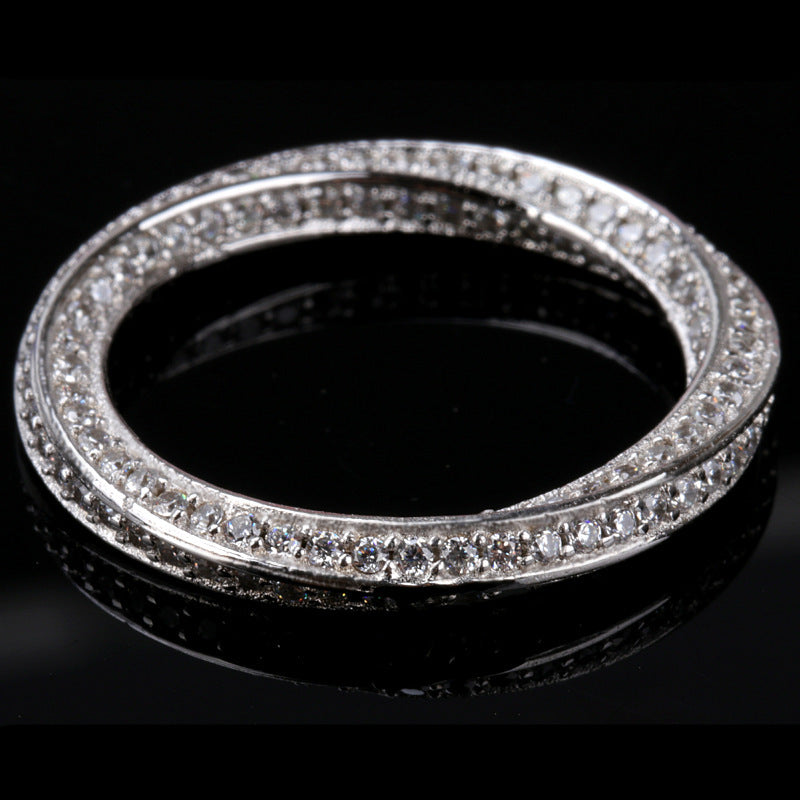 Full circle full diamond carat simulation diamond gold-plated women's ring Mobius ring row of diamonds