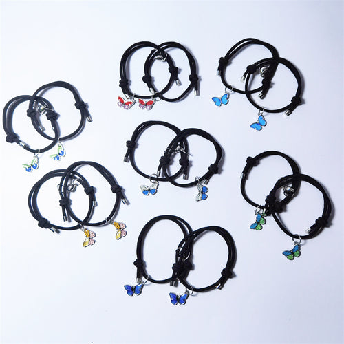 Colorful Butterfly Love Magnets Attracting Couple Bracelets