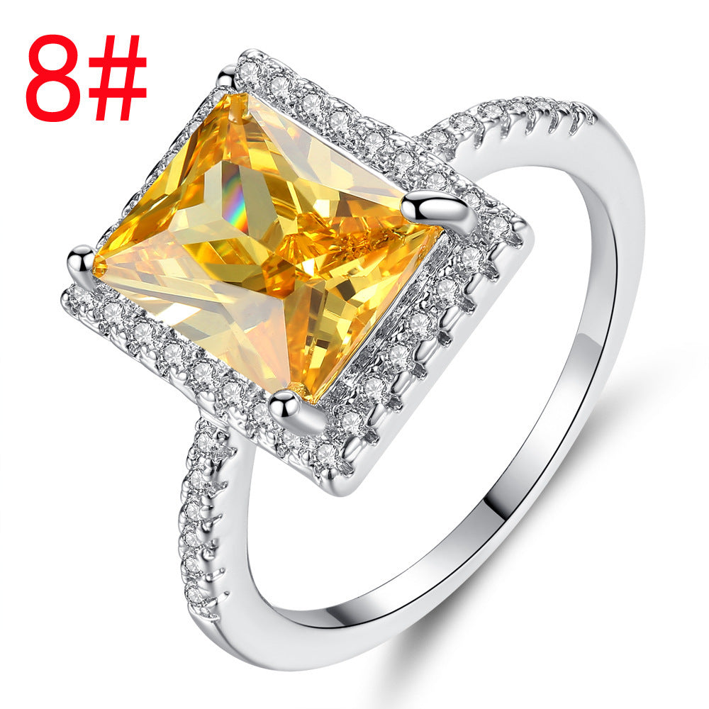 Champagne square engagement ring