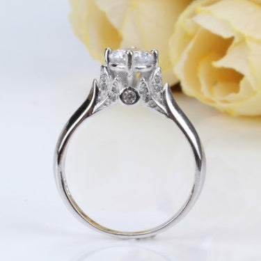 carat diamond ring double swan diamond zircon ring female ring wedding engagement white copper ring