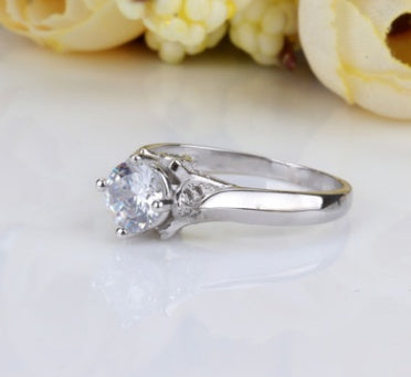 carat diamond ring double swan diamond zircon ring female ring wedding engagement white copper ring