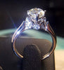 carat diamond ring double swan diamond zircon ring female ring wedding engagement white copper ring