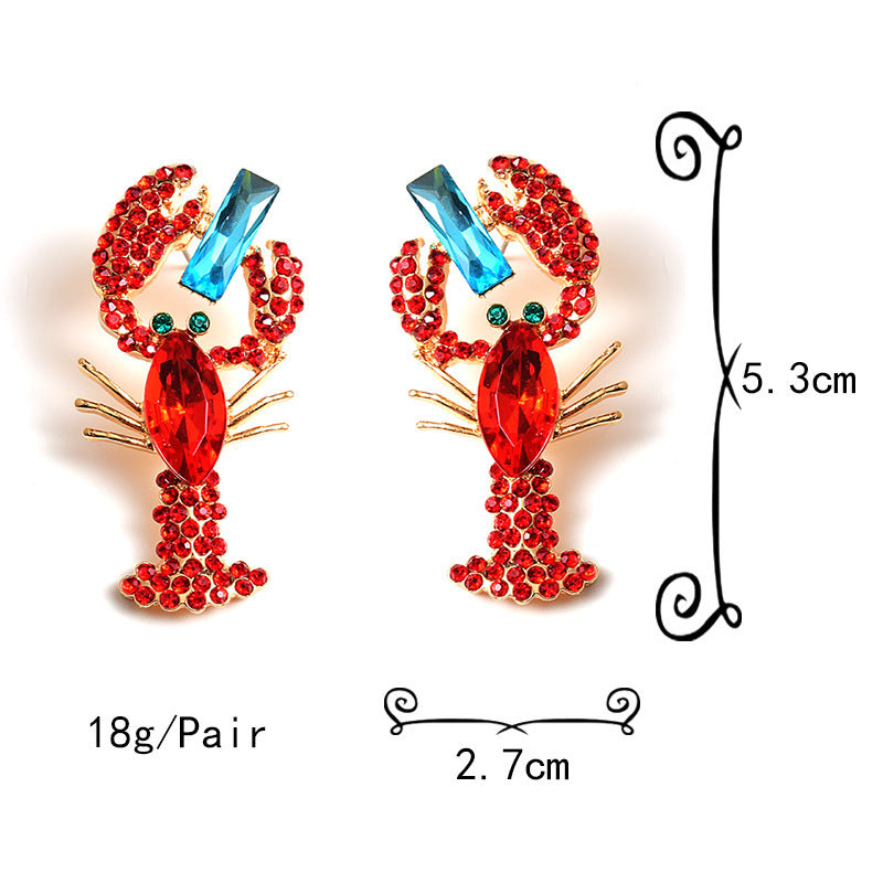 Fashion Lobster Diamond Metal Earrings