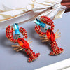 Fashion Lobster Diamond Metal Earrings