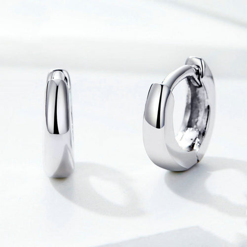 Bamoer 925 Sterling Silver Shiny Small Hoop Earrings