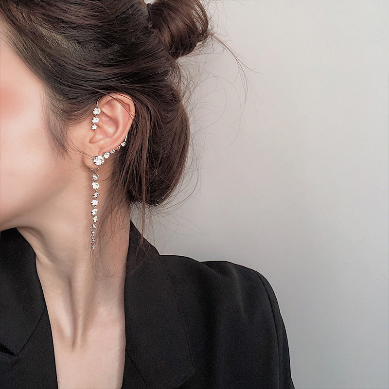 Long Simple Earrings Female Diamond Stud Earrings
