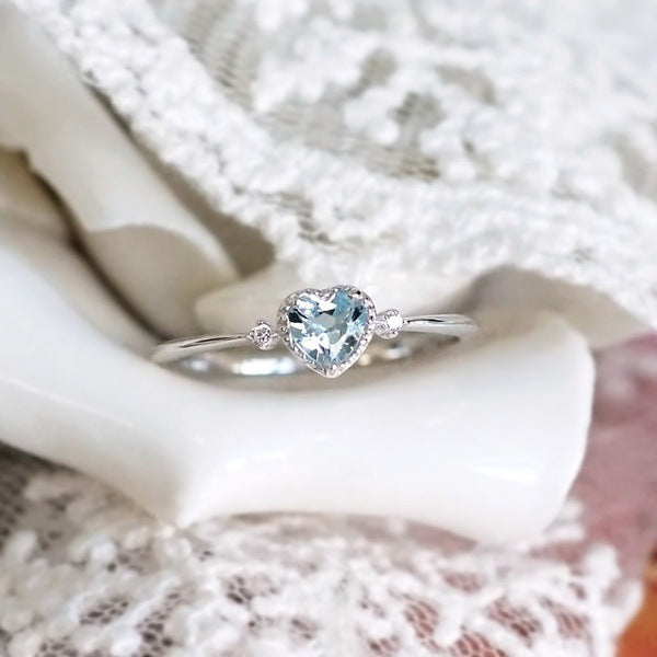 Blue Topaz Heart Shaped Engagement Ring