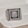 Copper plated micro zircon square ring ring ring
