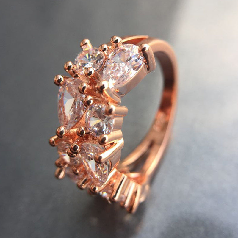 Color Zircon Ring Female Rose Gold Ring Jewelry