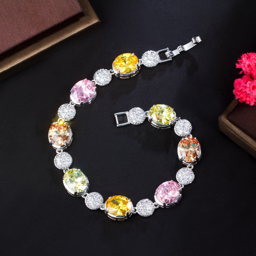 18K Gold Color Diamond Zircon Bracelet For Women