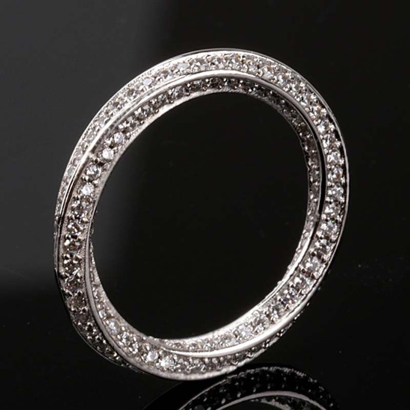 Full circle full diamond carat simulation diamond gold-plated women's ring Mobius ring row of diamonds