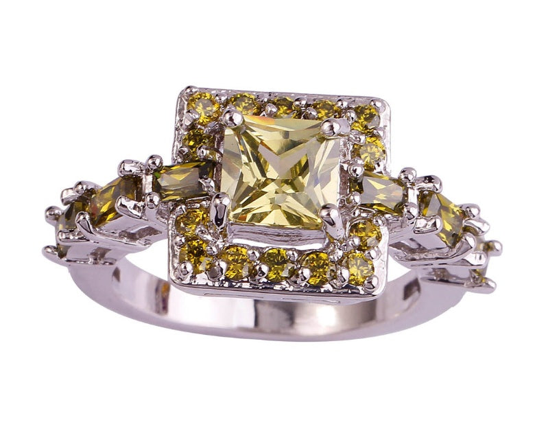 Color Zircon Ring Female Rose Gold Ring