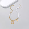 Round Brand Necklace With Pearl Stitching Necklace
