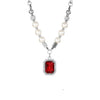 Pearl Gem And Diamond Pendant Necklace