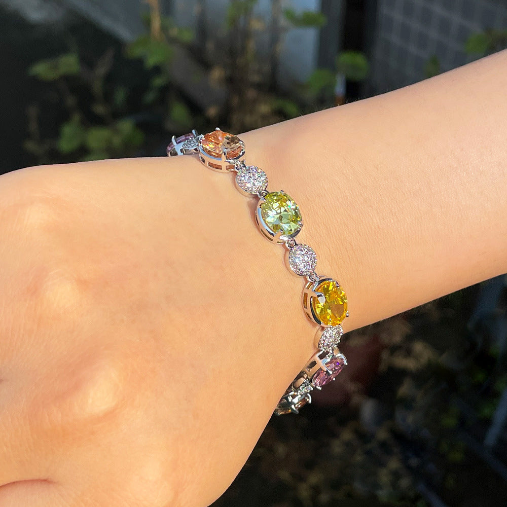 18K Gold Color Diamond Zircon Bracelet For Women