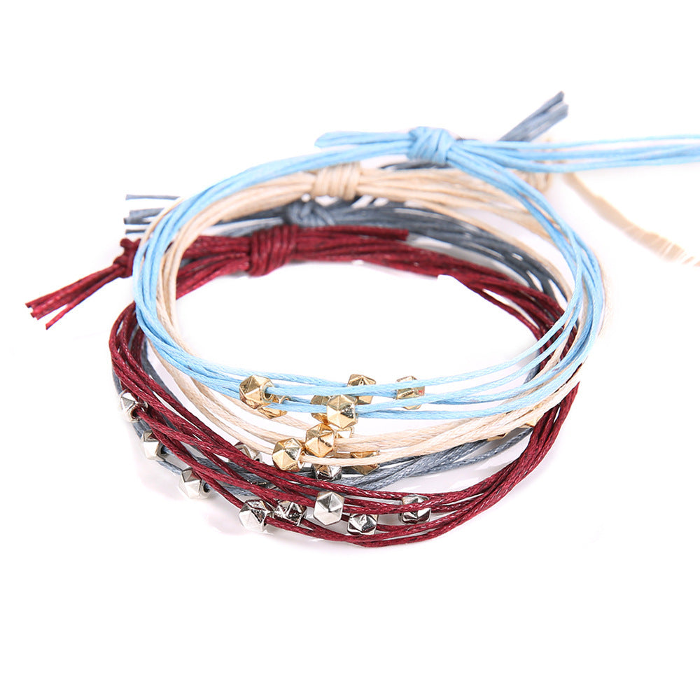 Four-color beaded woven bracelet